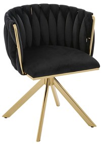 Set de 2 scaune pivotante din catifea, Negru | Aosom Romania