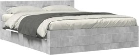 vidaXL Cadru de pat cu tăblie gri beton 150x200 cm lemn prelucrat