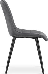 Scaun de masa SPLIT VELVET cu picioare negre, gri inchis