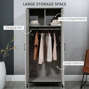 HOMCOM Dulap Industrial Modern pentru Organizare cu 2 Uși Gri Metalic 180cm pentru Living sau Birou | Aosom Romania