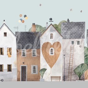 Fototapet, Cute Village, Pastel, Rebel Walls
