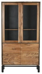 Vitrina, natur, din lemn de tec si acacia, Everly