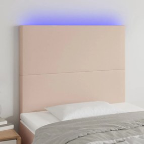 Tablie de pat cu LED cappuccino 90x5x118 128cm, piele ecologica 1, Cappuccino, 90 x 5 x 118 128 cm