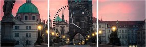 Tablou - Pe podul lui Carol,Praga (cu ceas) (90x30 cm)