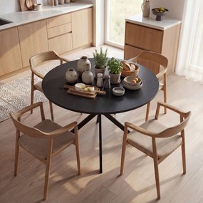 HOMCOM Masă rotundă pentru 4 persoane, masă de bucătărie în stil industrial cu picioare din oțel, pentru sufragerie, bucătărie, negru | Aosom Romania