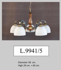Lustra rustica suspendata cu 5 brate design italian 9941