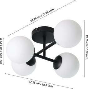 Eglo 902094 - Plafonieră LED aplicată pentru baie CASTROVIDO 4xG9/4,2W/230V IP44 neagră