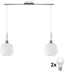 Lustră LED pe cablu HARMA 2xE27/60W/230V crom mat/alb