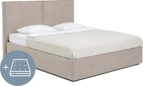 Pat dublu tapițat taupe cu spațiu de depozitare cu saltea / somieră 160x200 cm Thessa Bold - Bonami Selection