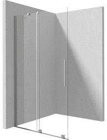 Paravan dus sticla securizata walk-in cu usa glisanta, 90x195 cm, otel slefuit, Deante Prizma Otel slefuit, 900x1950 mm