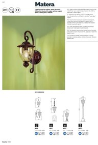 Redo 9634 - Lampă exterior MATERA 1xE27/42W/230V IP33