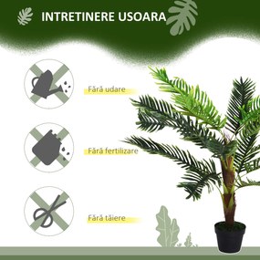 Outsunny Planta Artificiala Palmier Cycas Inaltime 123cm, Planta Artificiala cu Ghiveci Inclus, Decoratiune pentru Casa si Gradina | Aosom Romania