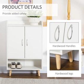 Dulap Pantofar Economie de spatiu din Lemn Alb cu Compartiment deschis, Dulap Pantofar Design pentru Intrare, 60x30x92cm HOMCOM | Aosom RO