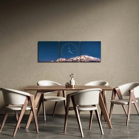 Tablou cu munți și cerul nocturn (cu ceas) (90x30 cm)