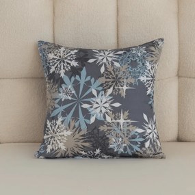 Husa pentru perna din microfibra SNOWFLAKE 45x45 cm, albastru-gri