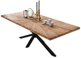 Masa dreptunghiulara cu blat din lemn de tec Tables&amp;Co 200x100 cm maro/negru