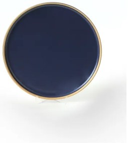 Set de veselă, 24 de piese, albastru/auriu/ceramică