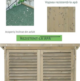 Magazie pentru unelte Outsunny, 4 Compartimente, Lemn de Brad Impermeabil | Aosom Romania