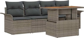 vidaXL Set de canapele pentru grădină cu pernă 5 pcs Gri poliratan