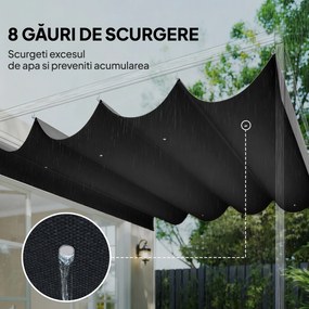 Outsunny Acoperiș Pergolă cu 8 Găuri de Drenaj, Material de Rezervă Pergolă din Poliester Respirabil, Doar Acoperire, 392x350 cm, UV30+, pentru Pergolă de Grădină 4x3m, Gri Închis | Aosom Romania