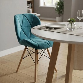 Scaun de bucatarie cu cadru din lemn tapitat cu catifea BUC 241V turcoaz