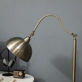 HOMCOM Lampadar de camera cu abajur ajustabil, intrerupator la picior 42 x 25,5 x 152 cm ton de alama | Aosom Romania