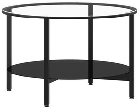 Masa de ceai ,negru si transparent, 70 cm, sticla securizata 1, negru si transparent