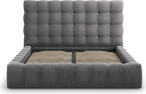 Pat tapitat cu tablie si lada depozitare, Mamaia, Micadoni Home, BL, 180x200 cm, catifea, gri