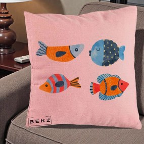 Perna Decorativa Pesti Acuarela, 40x40 cm, Roz, Husa Detasabila, Perna Inclusa, BEKZ®