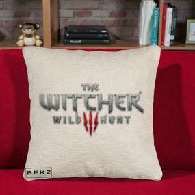 Perna Personalizata The Witcher 3 Wild Hunt, 40x40 cm, Bej Canapea, Husa Detasabila, Perna Inclusa, BEKZ®