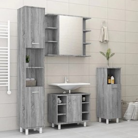 Dulap de baie cu oglinda gri sonoma 80x20,5x64 cm lemn compozit sonoma gri