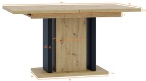 Masă de sufragerie Wogrun (artisan + Negru) (pentru 6 până la 8 persoane). 1055273