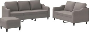 vidaXL Set de canapea cu perne, 3 piese, gri taupe, material textil