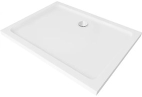 Mexen Flat cadă pentru duș dreptunghiulară slim 120 x 100 cm, Albă, sifon Crom - 40101012