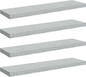 vidaXL Rafturi perete suspendate 4 buc. gri beton 90x23,5x3,8 cm MDF