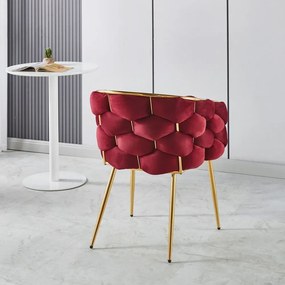 RESIGILAT- Scaun dining, tapiterie catifea, cadru metalic auriu, Violet