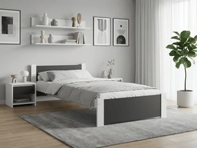 Pat de o persoana IKAROS 90 x 200 cm, antracit/alb Saltele: Cu saltele Deluxe 10 cm, Somiera pat: Fara somiera