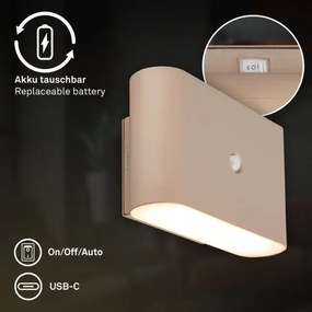 Briloner 3878011 - Aplică de perete LED reîncărcabilă cu senzor CHAT, LED/3W/5V, 2000 mAh, bej