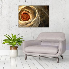 Tablou pe sticlă - Trandafiri abstracți în culori aprinse (70x50 cm)