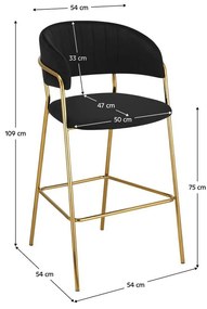 Scaun bar Dasmona 2 (Negru + Auriu + Crom) . 1097105