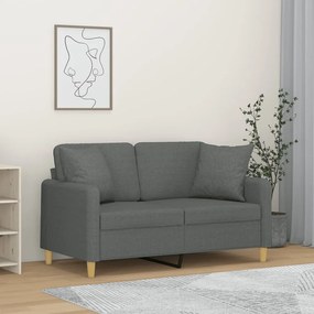 vidaXL Canapea cu 2 locuri cu pernuțe, gri închis, 120 cm, textil