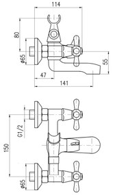 RAV Slezák MK154.5 - Baterie pentru cadă MORAVA, finisaj cromat lucios