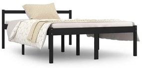 810598 vidaXL Pat pentru seniori, negru, 140x190 cm, lemn masiv de pin