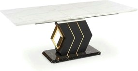 Masa extensibila VINCENZO, alb/negru/auriu, 160/200x90x77 cm