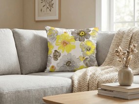 Set 2 bucati huse decorative pentru perna din microfibra FEONELLE 45x45 cm, galben-gri