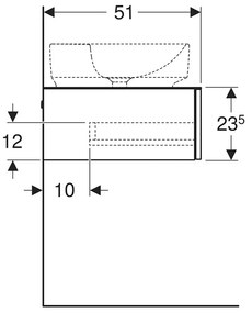 Mobilier suspendat, Geberit, VariForm, pentru lavoar pe blat, 90 cm, alb lucios