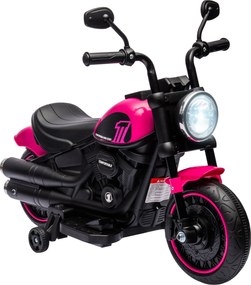 HOMCOM Motocicletă Electrică pentru Copii 18-36 luni, Motocicletă de Jucărie cu Roți Suplimentare și Faruri, 76x42x57 cm, Roz | Aosom Romania