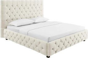 Pat elegant tapitat cu tesatura bej, PARIS CHESTERFIELD 180x200cm