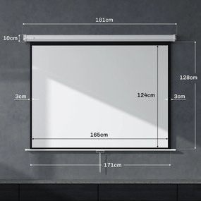 HOMCOM Ecran de Proiecție 84 Inch Format 4:3, Ecran Rulabil cu Unghi de 160° și Montare pe Tavan sau Perete, 181x8x138 cm, Alb | Aosom Romania
