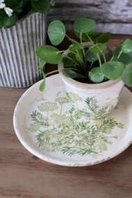 Ghiveci din ceramică cu imprimeu floral, verde, H10,5/D12,5 cm, „Laval”